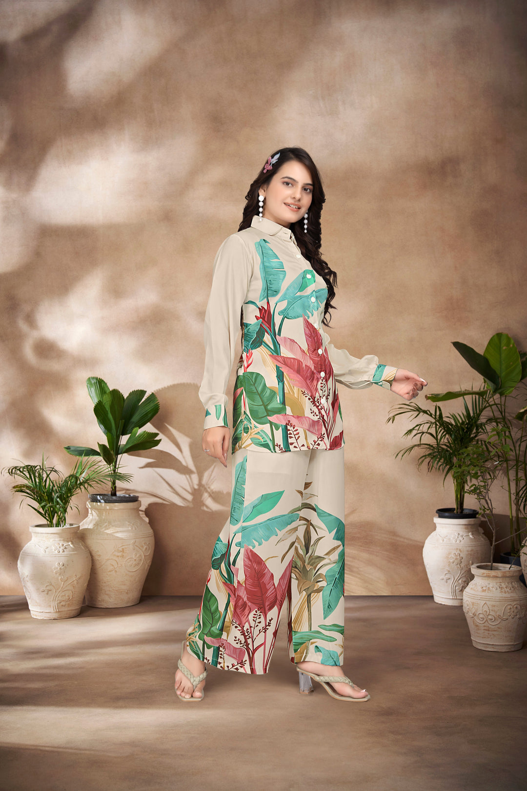 MULTICOLOUR LEAVE PRINTED : CO-ORD SET