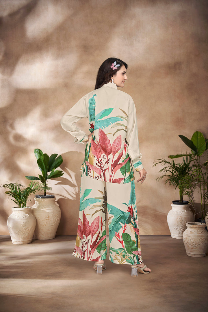 MULTICOLOUR LEAVE PRINTED : CO-ORD SET