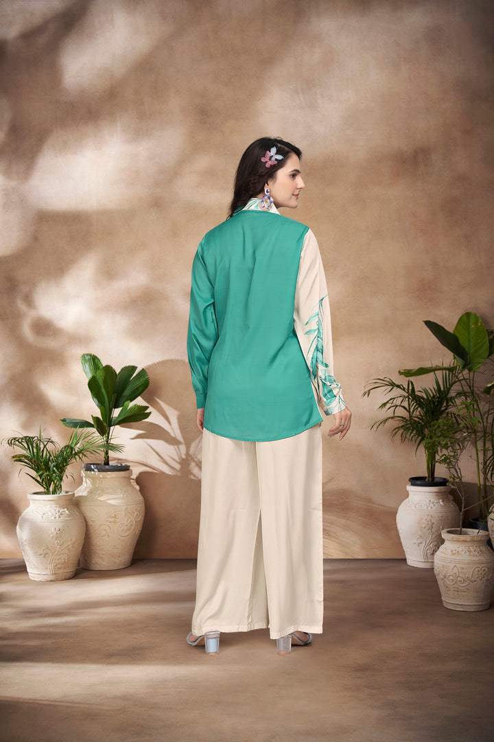 THE MINT & BEIGE LEAVE PRINT : CO-ORD SET