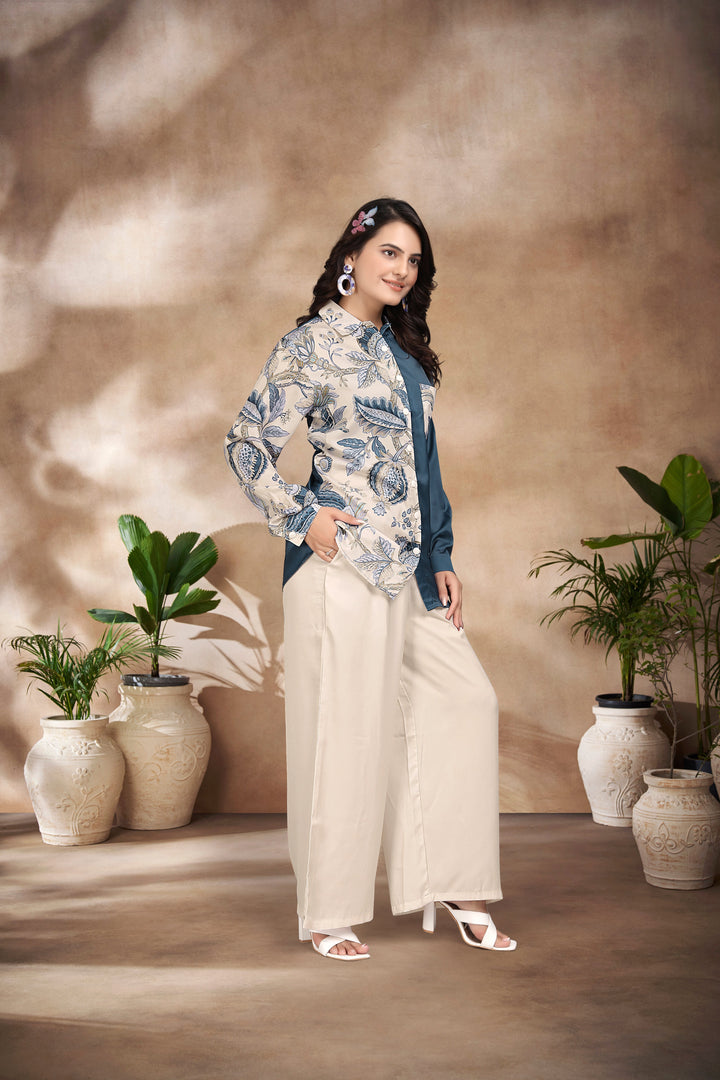 PREMIUM DARK BLUE & BEIGE : CO-ORD SET