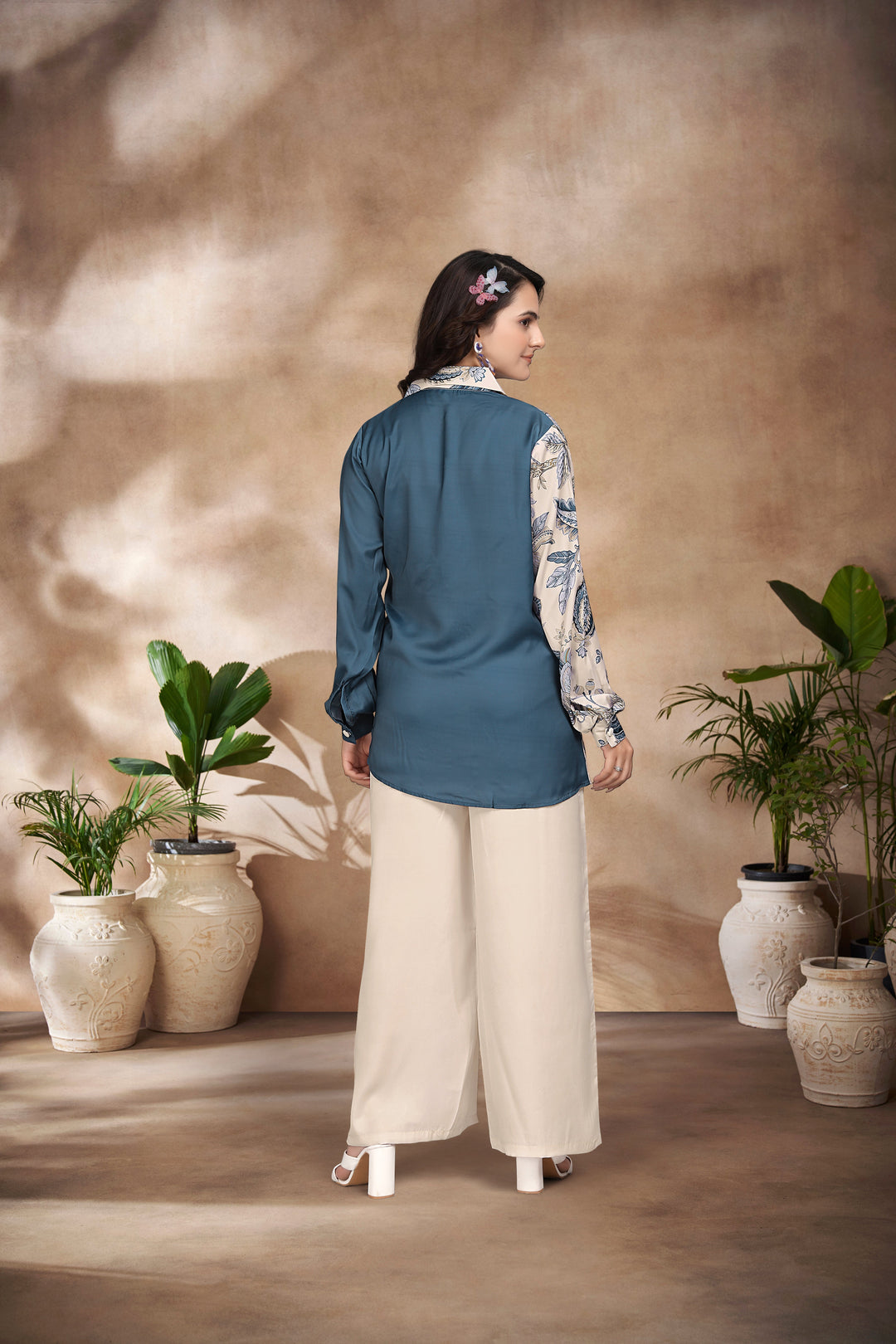PREMIUM DARK BLUE & BEIGE : CO-ORD SET