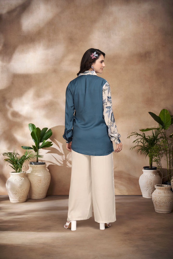 PREMIUM DARK BLUE & BEIGE : CO-ORD SET