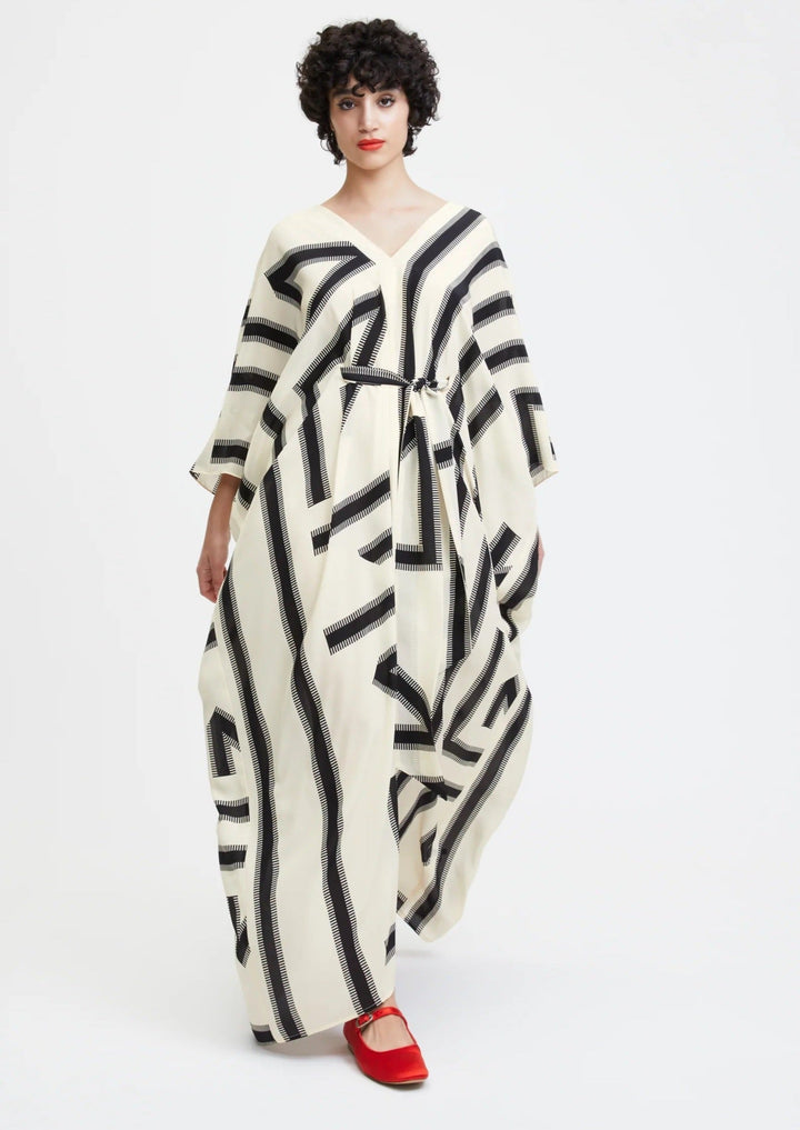 WHITE SCALE FRENCH MOSS KAFTAN