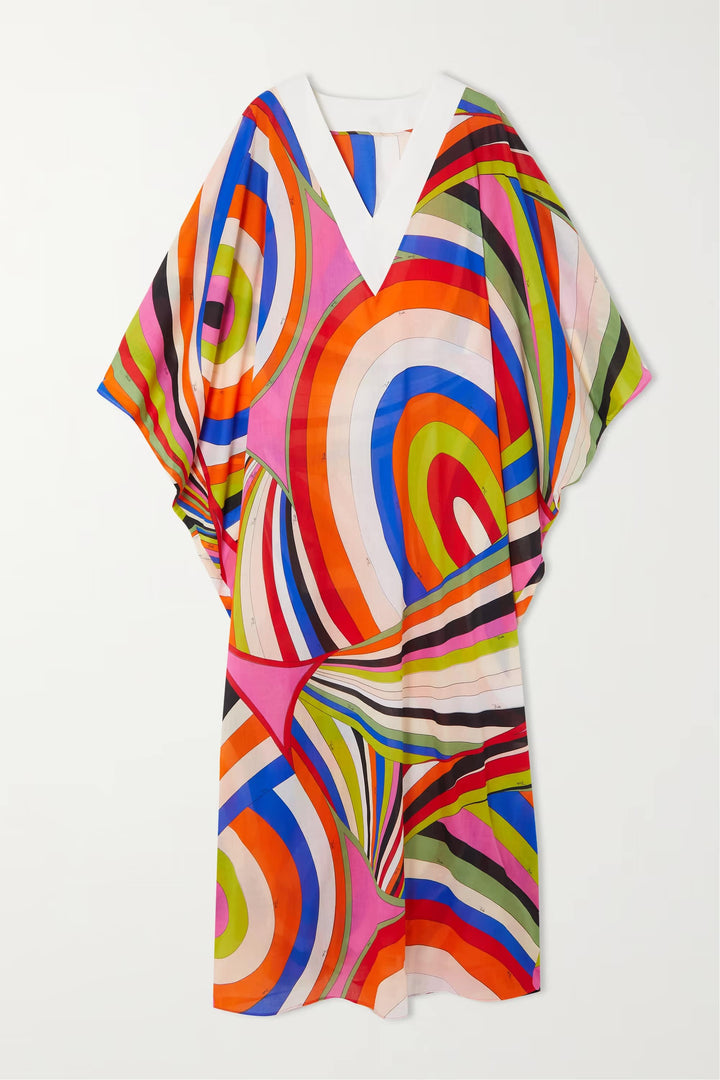 VIBRANT V-NECK COTTON KAFTAN