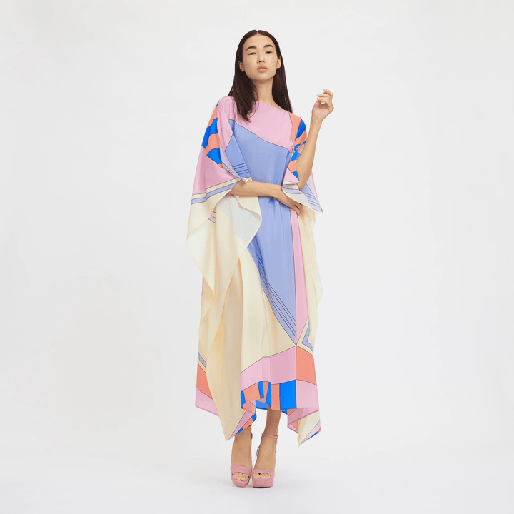KALEIDO SILK: WOMEN'S ABSTRACT KAFTAN