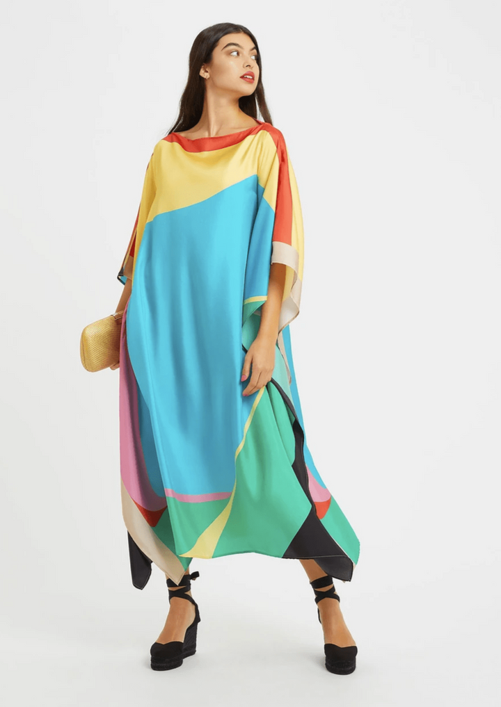 LUXE SILK SPECTRUM COLORFUL KAFTAN