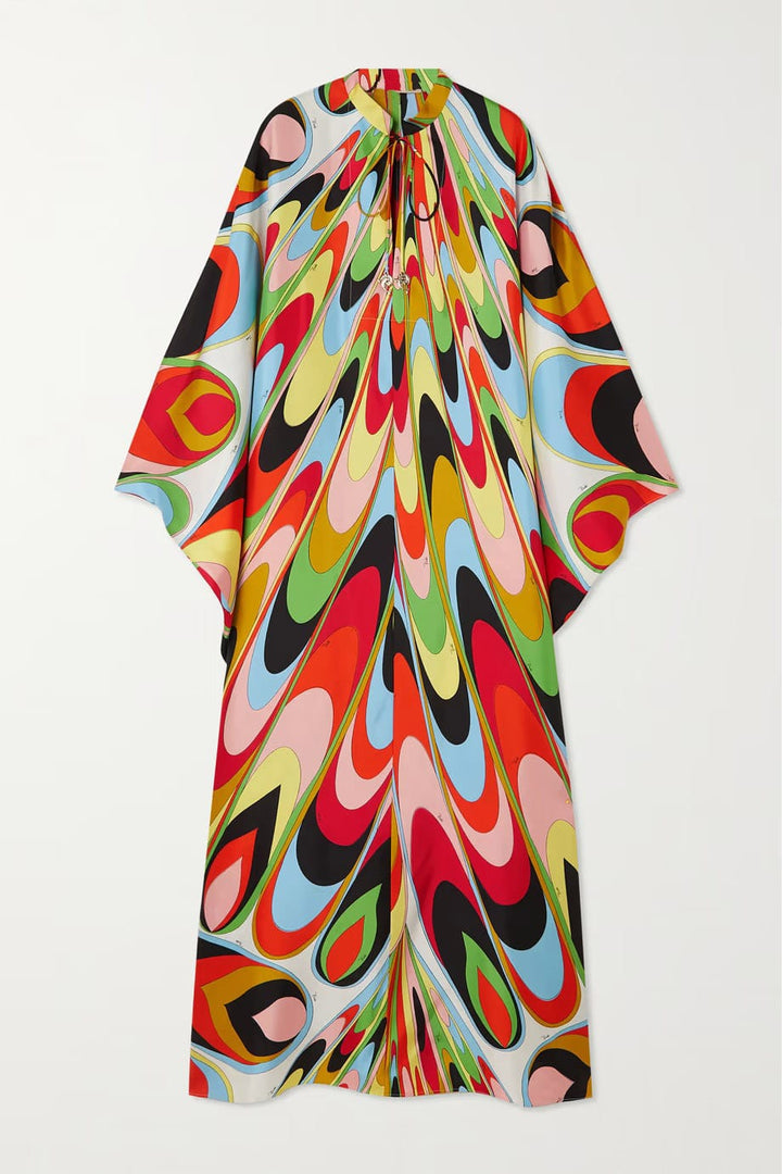 STARLIGHT ELEGANCE: VIBRANT SILK KAFTAN COUTURE