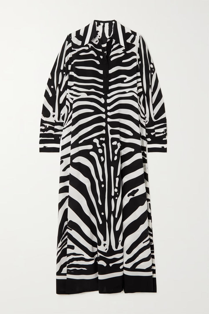 SAFARI CHIC ZEBRA STRIPE LONGLINE SHIRT DRESS