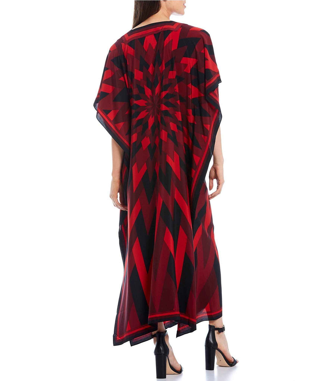 RUBY RADIANCE: RED GEOMETRIC ELEGANCE KAFTAN