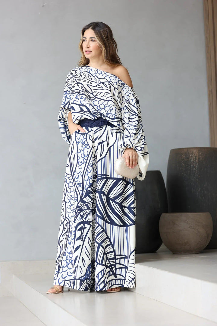 THE BLUE JAPANESE LEAF : CO-ORD SET