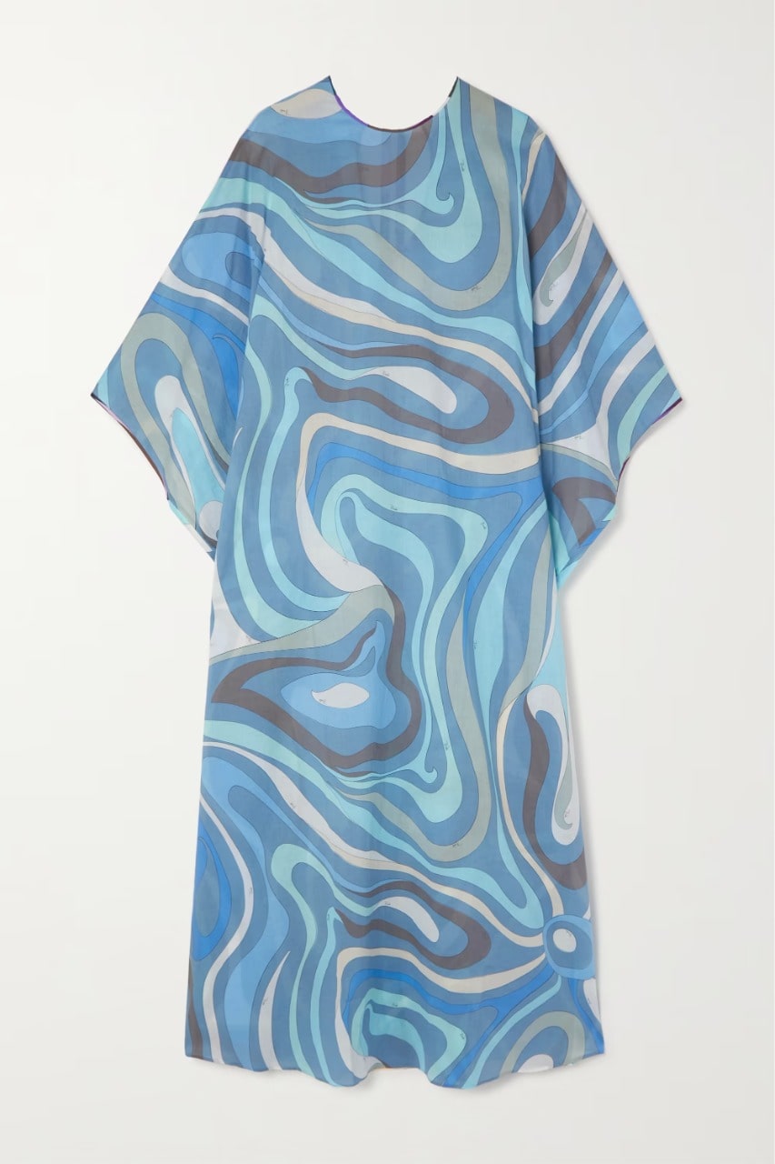 BLUE HORIZON: ROUND NECK COTTON KAFTAN FOR WOMENS