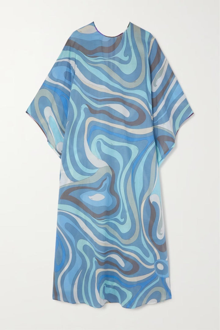 BLUE HORIZON: ROUND NECK COTTON KAFTAN FOR WOMENS