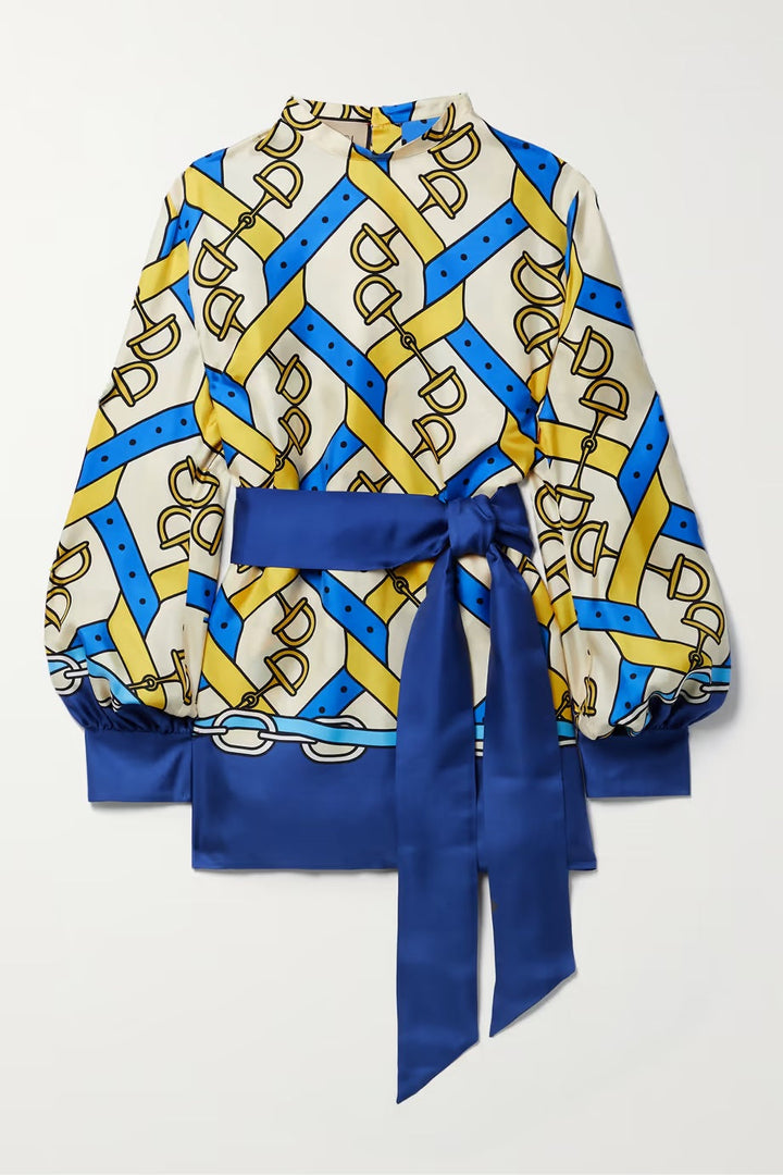 LUXURY ADORNED : PREMIUM GEOMETRIC PRINT CO-ORD SET WITH BELT