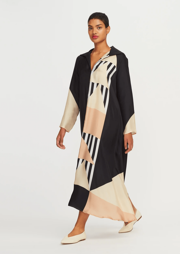 TAWNY TWIRL: WOMENS WEAR GEOMETRIC KAFTAN