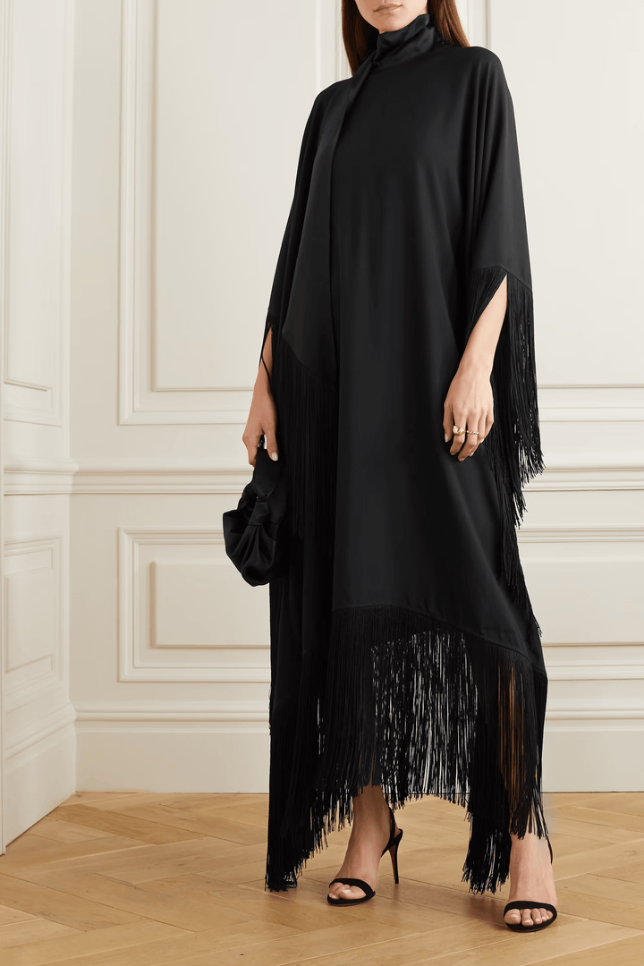 HIGH NECK STYLE FRINGED KAFTAN