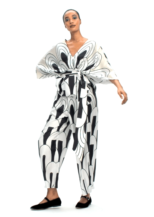 CHIARO CANVAS MONOCHROME BLOOMS: WOMENS CO-ORD SET