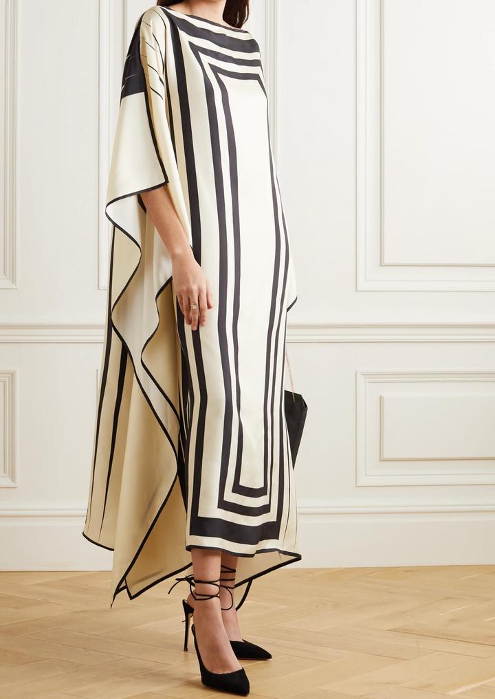 Black & Beige Luxe Kaftan Dress