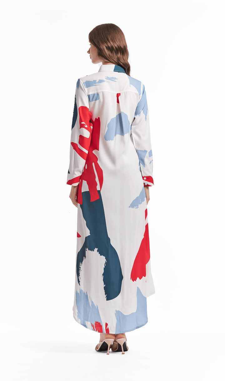 BRUSH PRINT MAXI STYLE DRESS