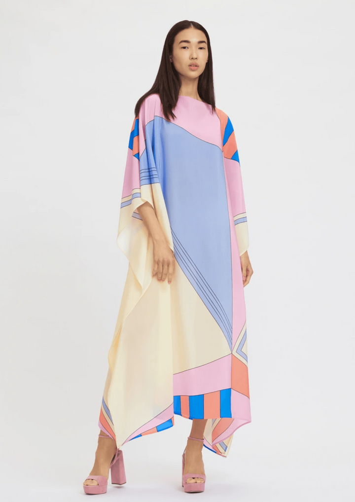 KALEIDO SILK: WOMEN'S ABSTRACT KAFTAN