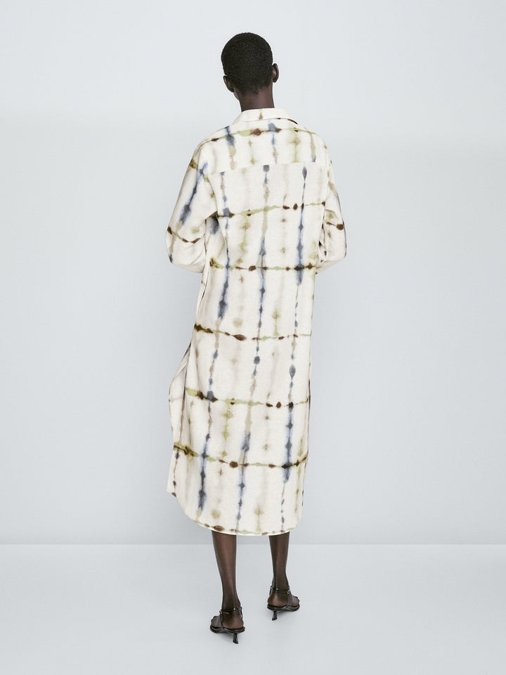 MODERN TIE-DYE MIDI SHIRT DRESS FOR WOMEN