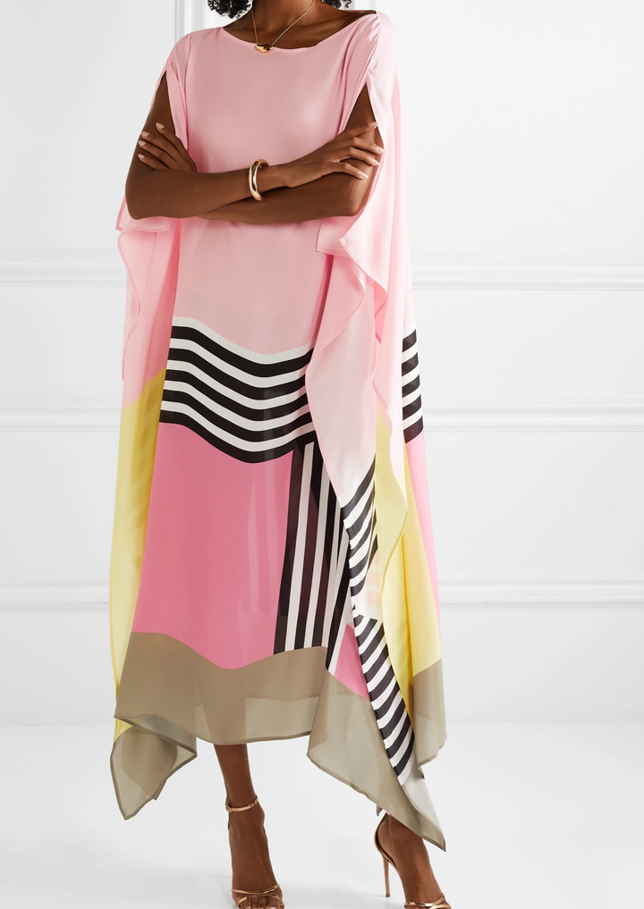 PINK ROSE SATIN SILK KAFTAN