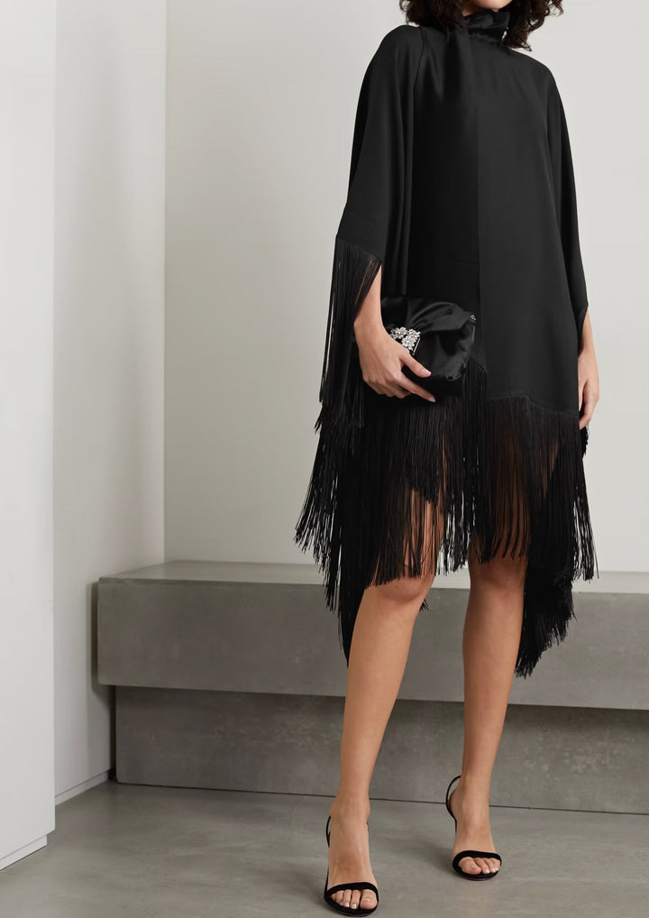 HIGH NECK STYLE FRINGED SHORT KAFTAN