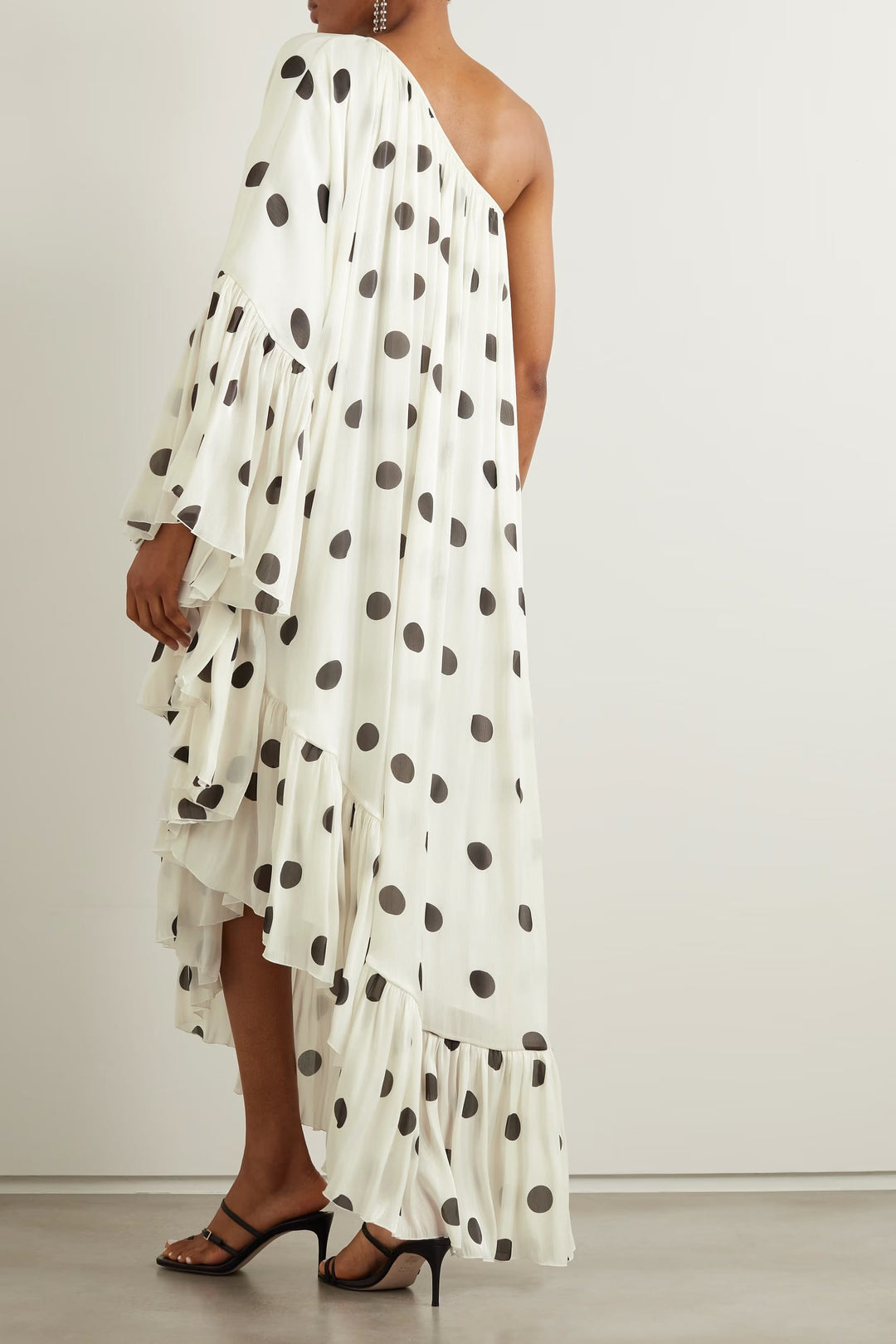 POLKA CHIC OFF-SHOULDER KAFTAN : FRILL ELEGANCE