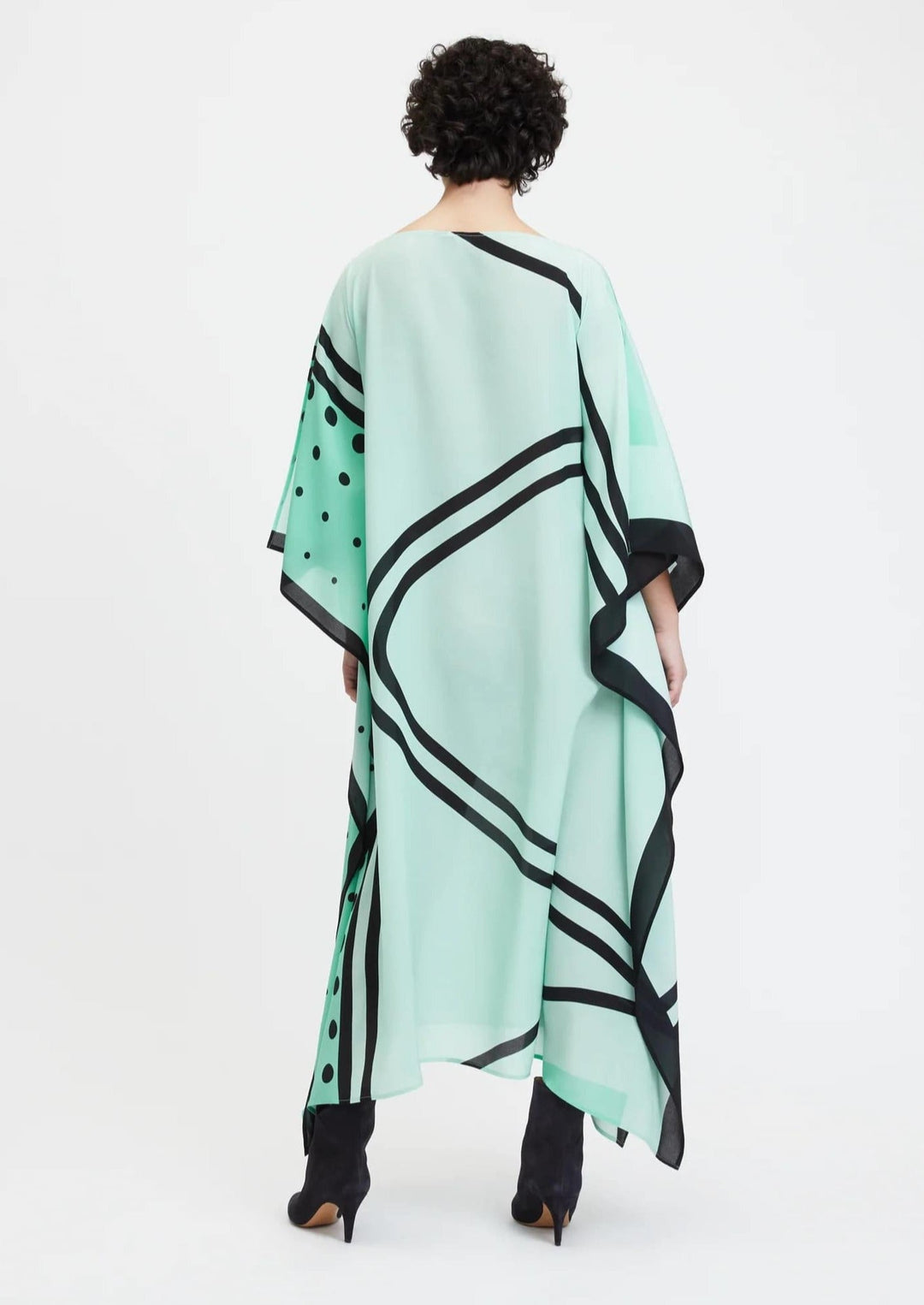 MINT FRESHNESS: ABSTRACT BOAT NECK KAFTAN FOR WOMEN