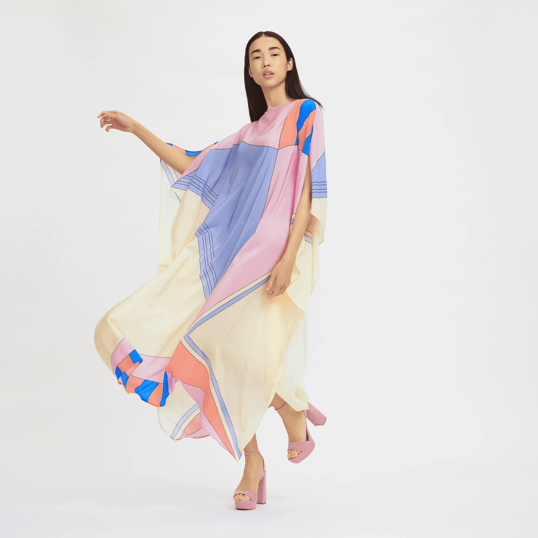 KALEIDO SILK: WOMEN'S ABSTRACT KAFTAN