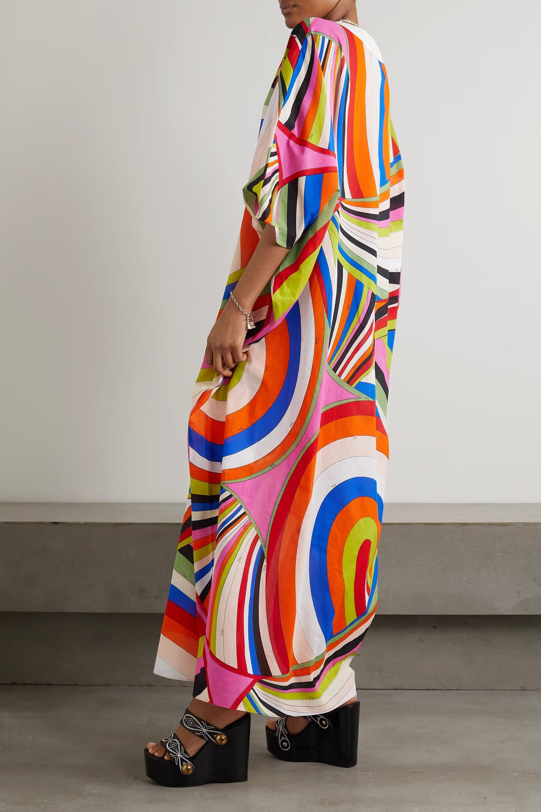 VIBRANT V-NECK COTTON KAFTAN
