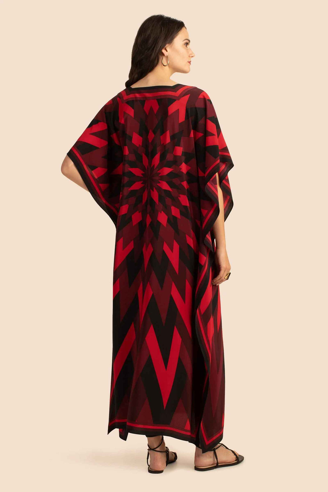 RUBY RADIANCE: RED GEOMETRIC ELEGANCE KAFTAN