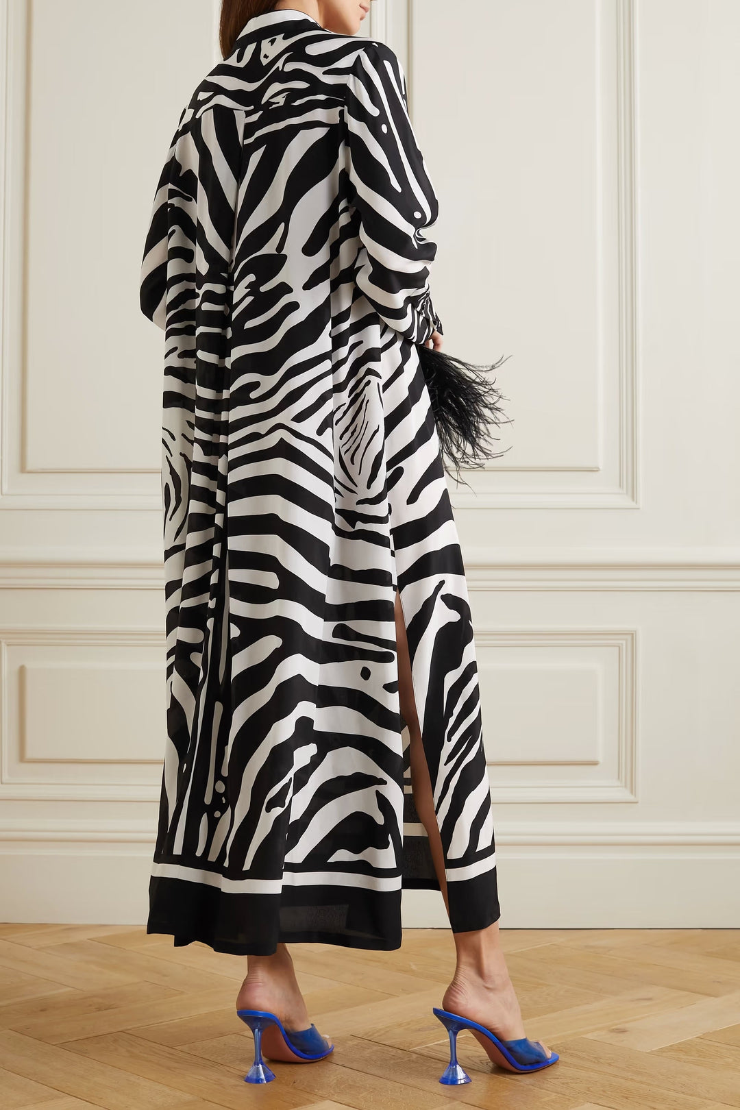 SAFARI CHIC ZEBRA STRIPE LONGLINE SHIRT DRESS