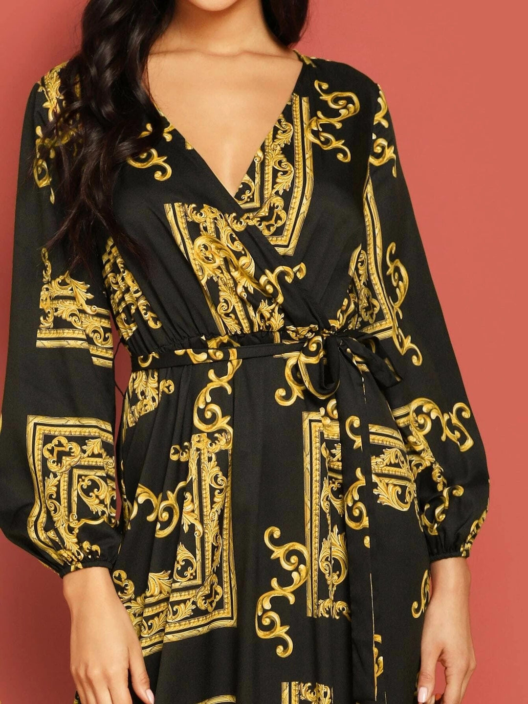 BOHEMIAN ELEGANCE: EMBROIDERED BLACK PAISLEY MAXI KAFTAN DRESS