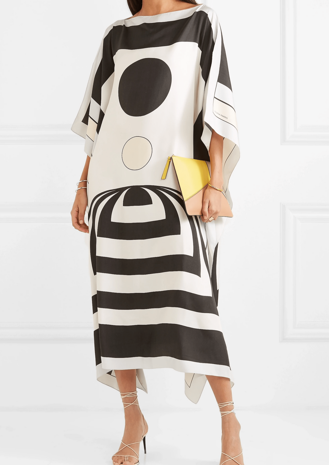CONTRAST SILK MONOCHROME KAFTAN