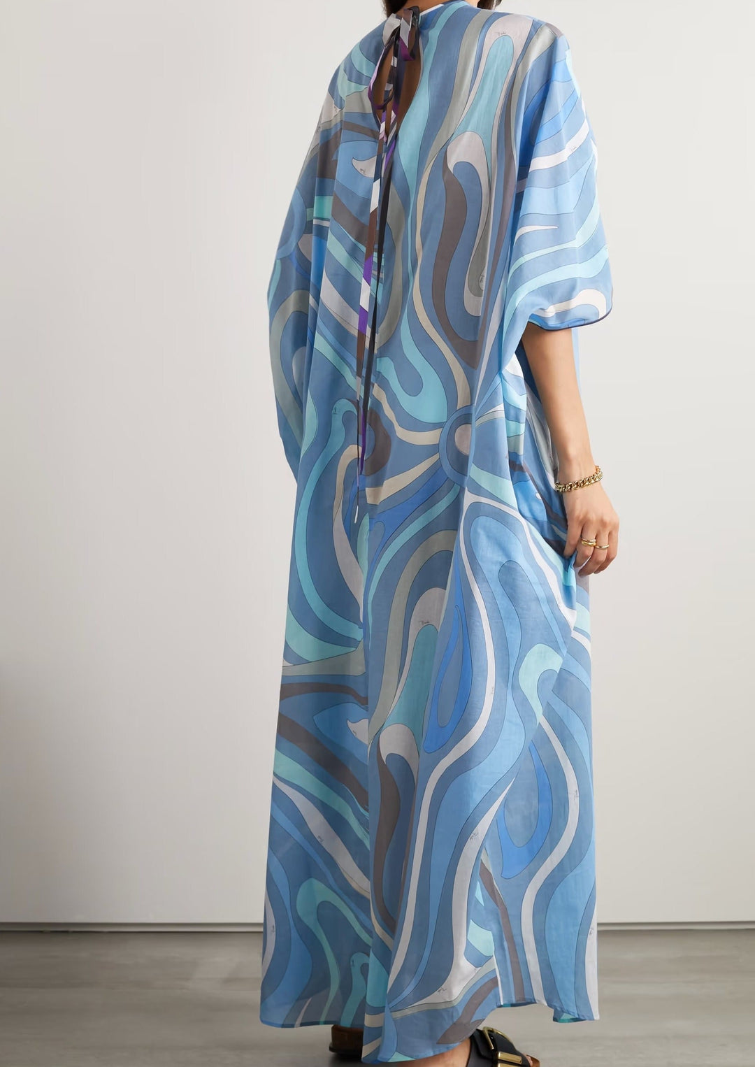 BLUE HORIZON: ROUND NECK COTTON KAFTAN FOR WOMENS