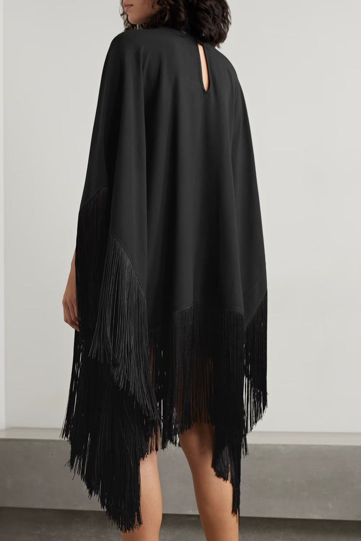 HIGH NECK STYLE FRINGED SHORT KAFTAN