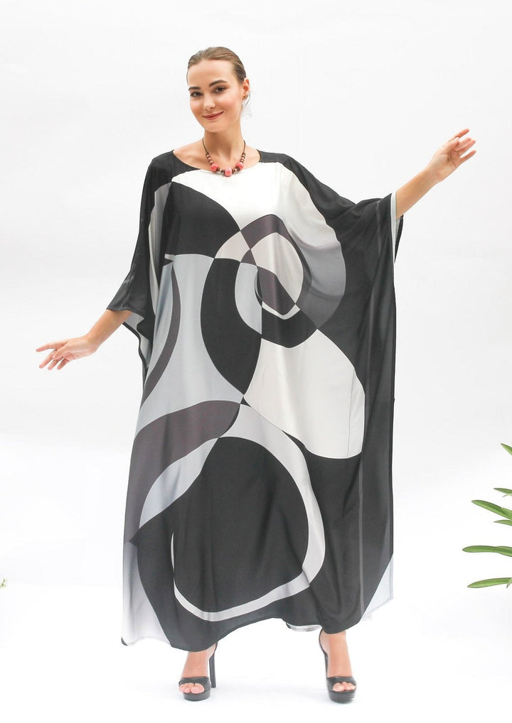 BLACK & WHITE WHIRLPOOL KAFTAN