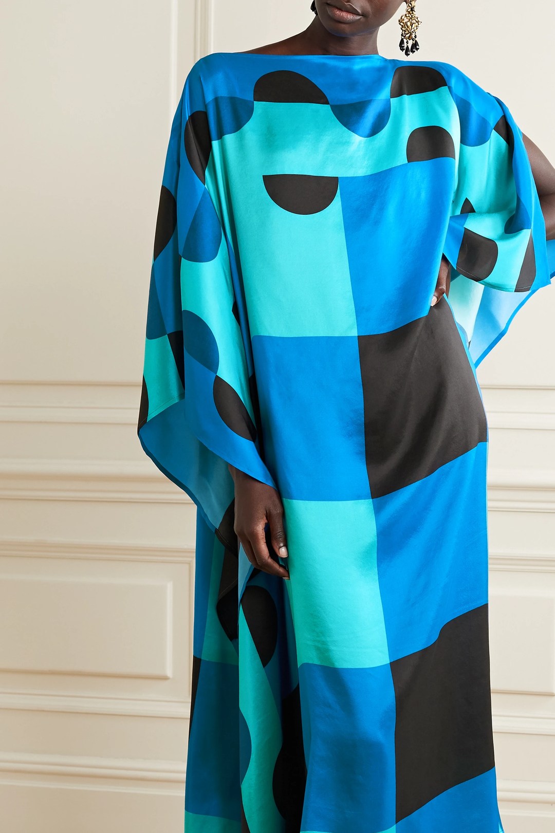 BLUE CHECKS SILK ELEGANCE KAFTAN