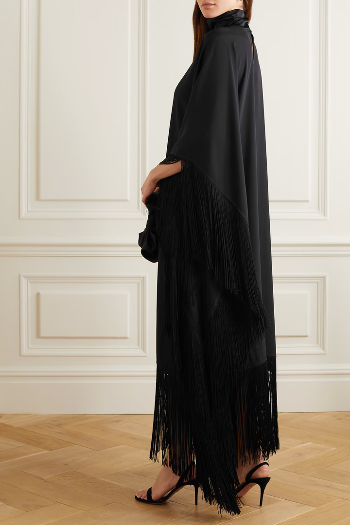 HIGH NECK STYLE FRINGED KAFTAN