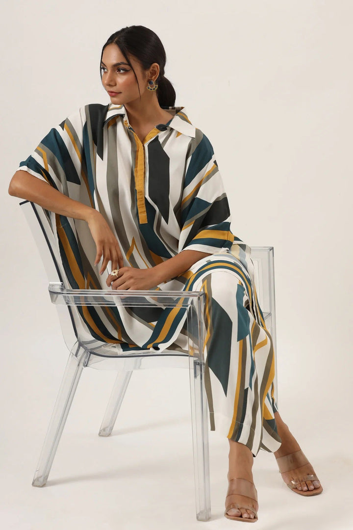 CHIC ABSTRACT STRIPE CO-ORD SET