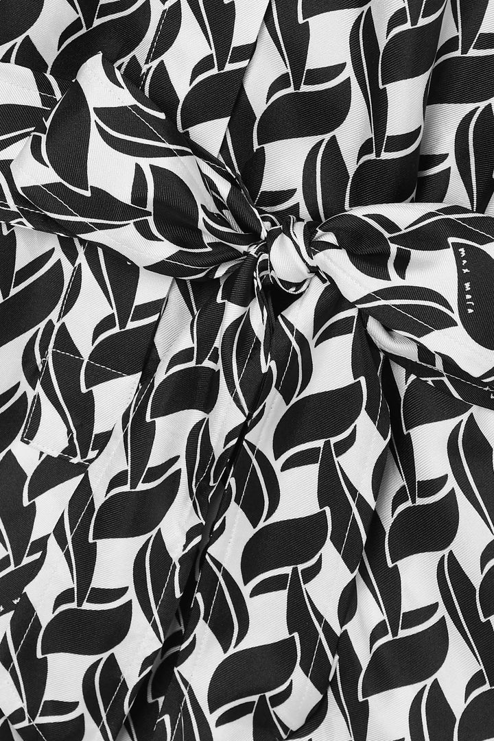 MONOCHROME GEOMETRIC MIDI WRAP DRESS