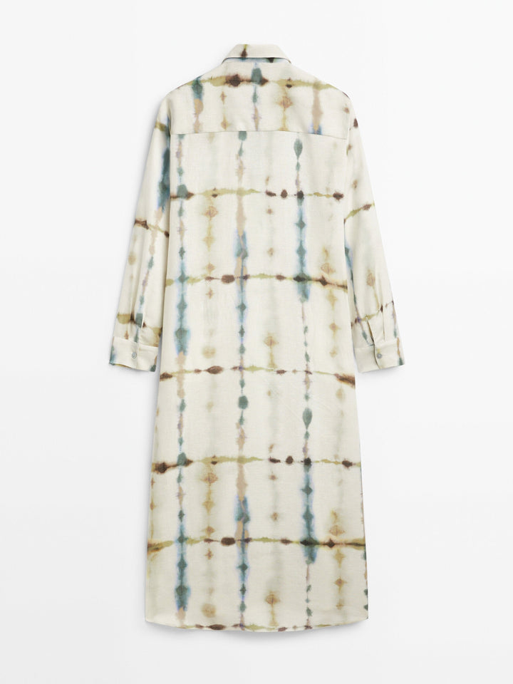 MODERN TIE-DYE MIDI SHIRT DRESS FOR WOMEN