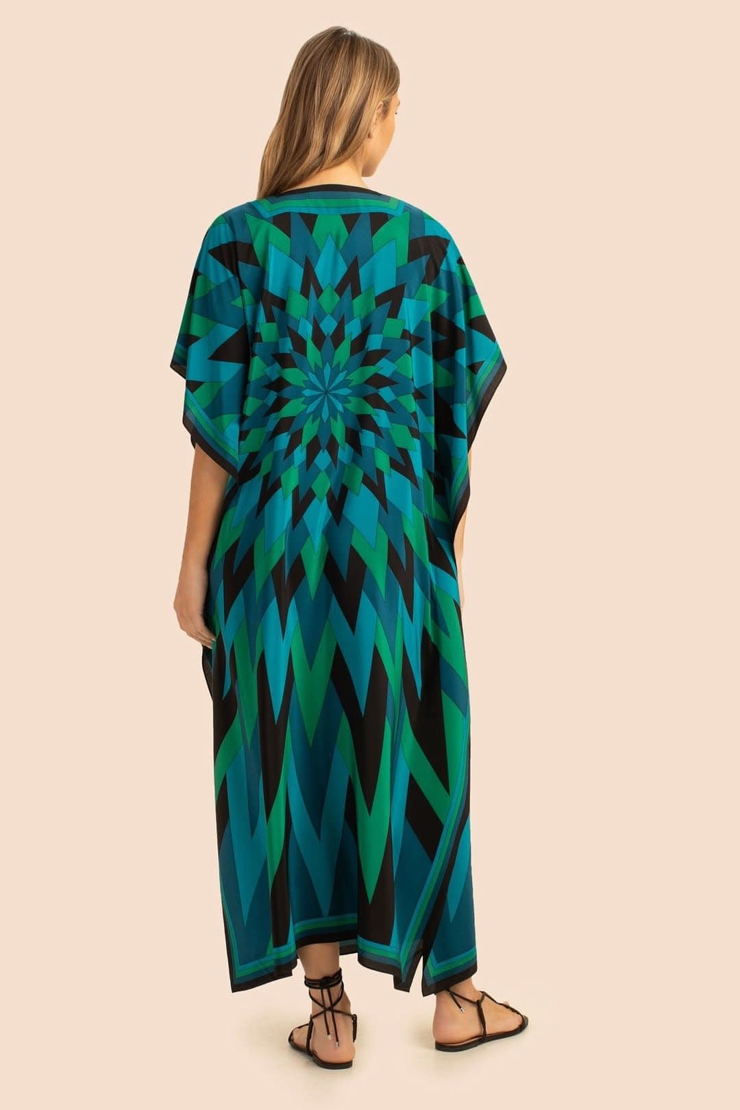 TEAL TAPESTRY GEOMETRIC GREEN KAFTAN