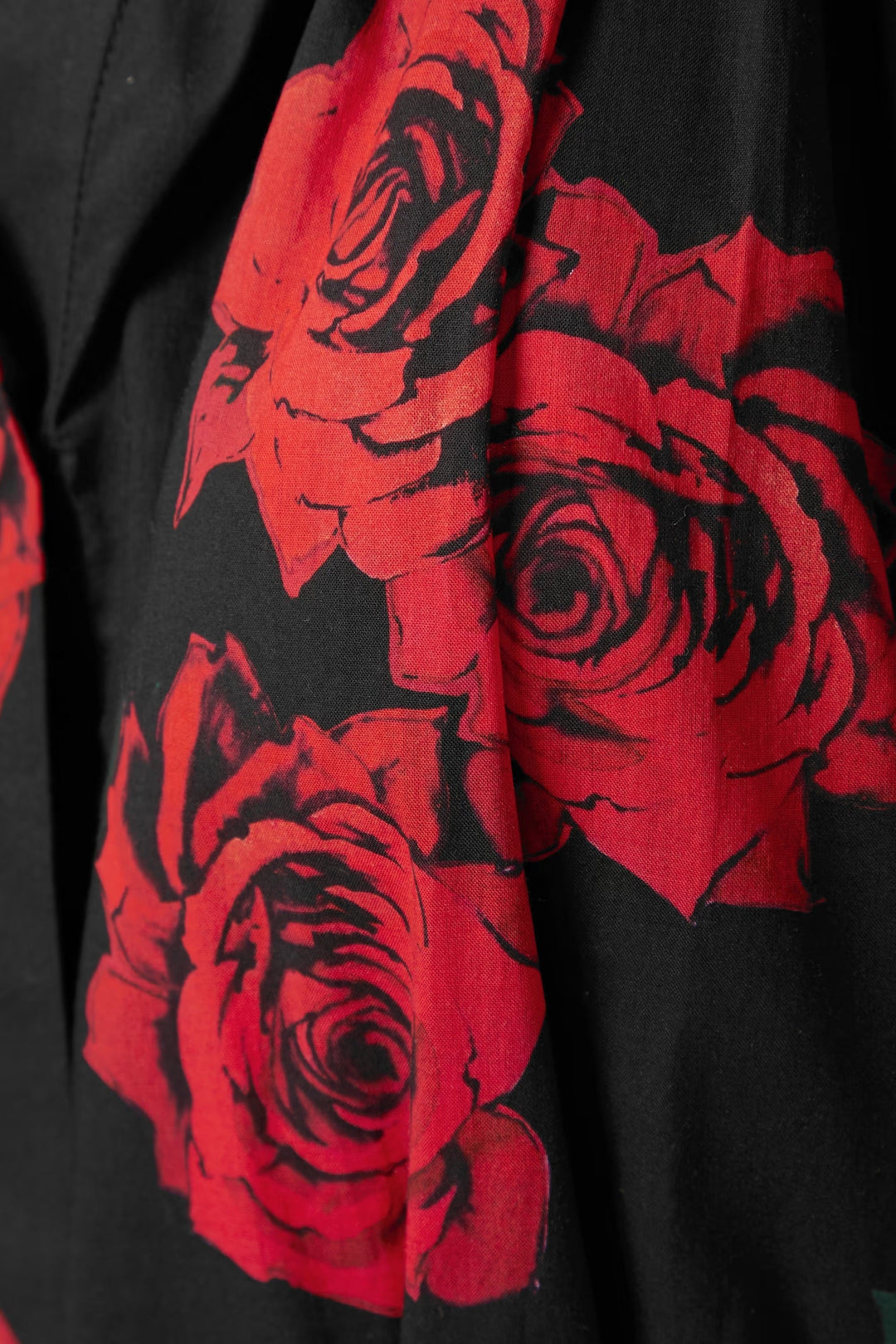 RED FLORAL ELEGANCE: CHIC MIDI SHIRT-DRESS