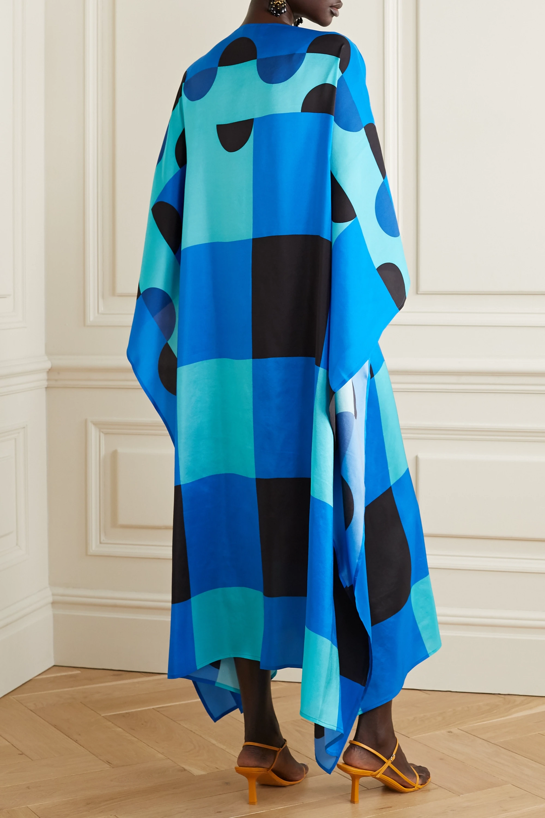 BLUE CHECKS SILK ELEGANCE KAFTAN