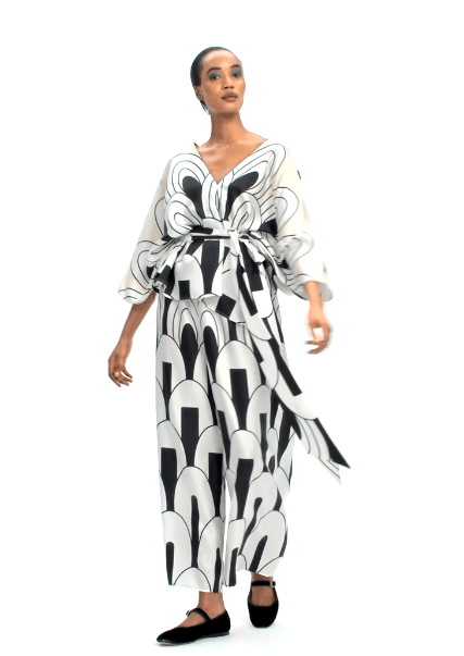 CHIARO CANVAS MONOCHROME BLOOMS: WOMENS CO-ORD SET