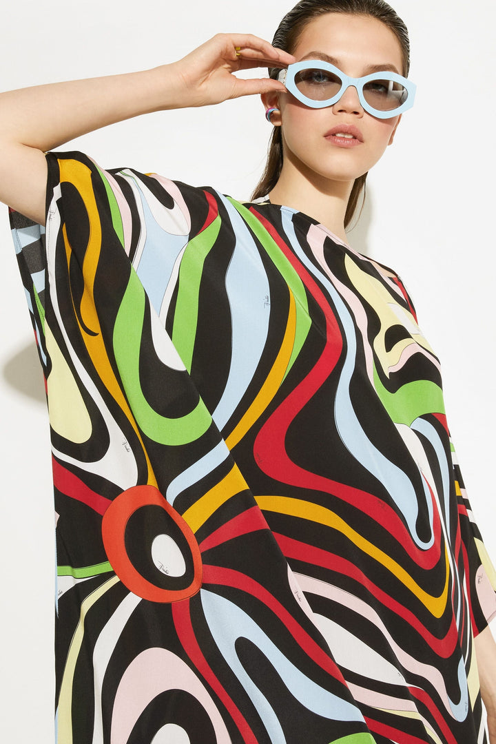 IRIDESCENT CANVAS SILK MIRAGE KAFTAN