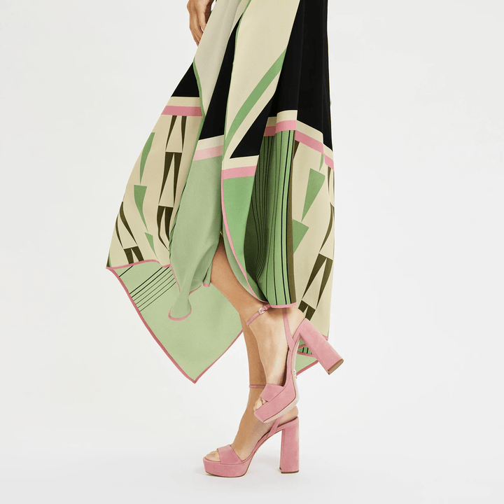 GLAMOUR GRID: SILK GEOMETRIC PRINT KAFTAN