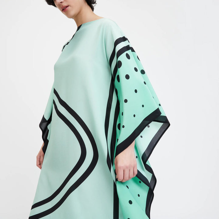 MINT FRESHNESS: ABSTRACT BOAT NECK KAFTAN FOR WOMEN