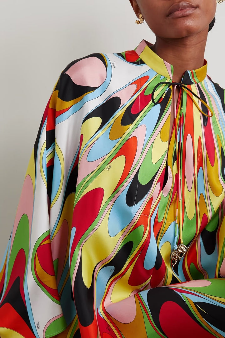 STARLIGHT ELEGANCE: VIBRANT SILK KAFTAN COUTURE
